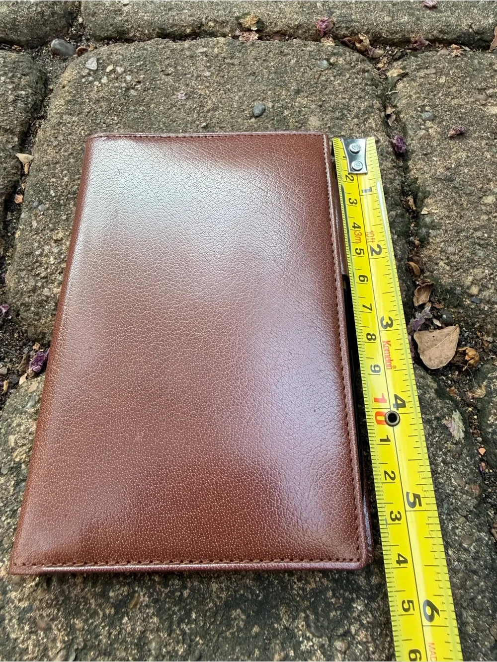 Vintage Genuine Calfskin Leather Checkbook Wallet Cover Brown w/ Pen